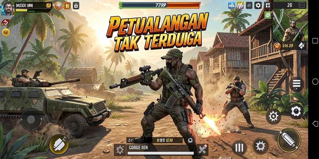 Screenshot 77RP yang menampilkan aksi gameplay mendebarkan.