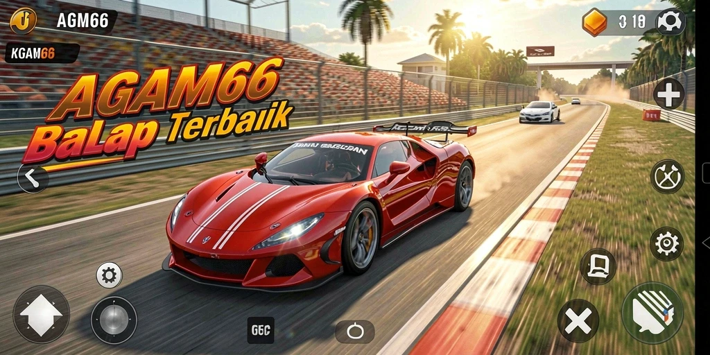 Screenshot gameplay AGAM66 menampilkan balapan mendebarkan di lintasan yang menantang.
