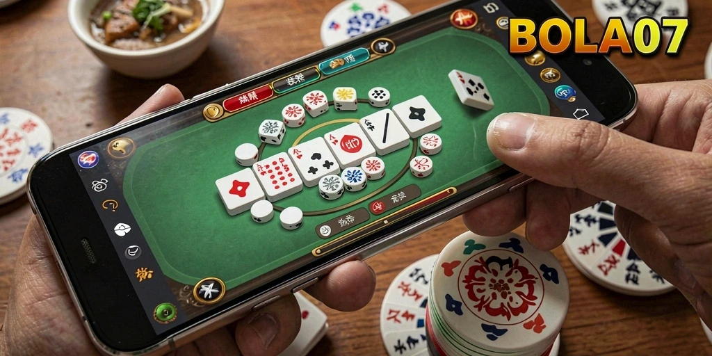 Screenshot BOLA07 menampilkan gameplay seru permainan QiuQiu.