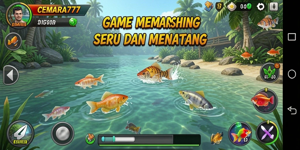 Tampilan menarik dari gameplay CEMARA777 saat memancing.