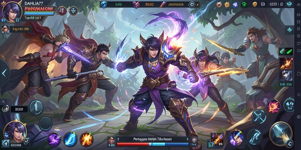 Gameplay seru dalam pertempuran tim DAHLIA77 yang mendebarkan.