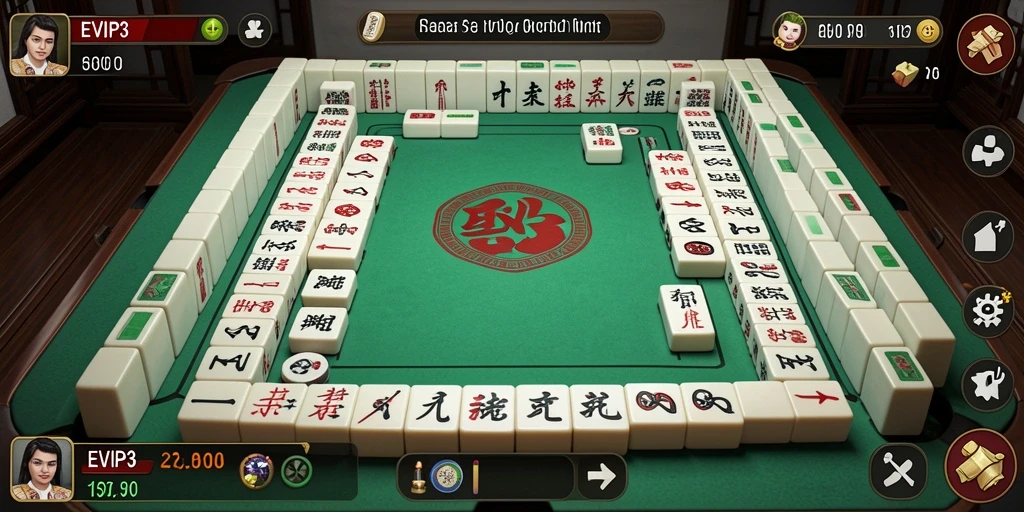 Tangkapan layar EVIP3 menampilkan gameplay Mahjong yang menarik dan penuh tantangan.