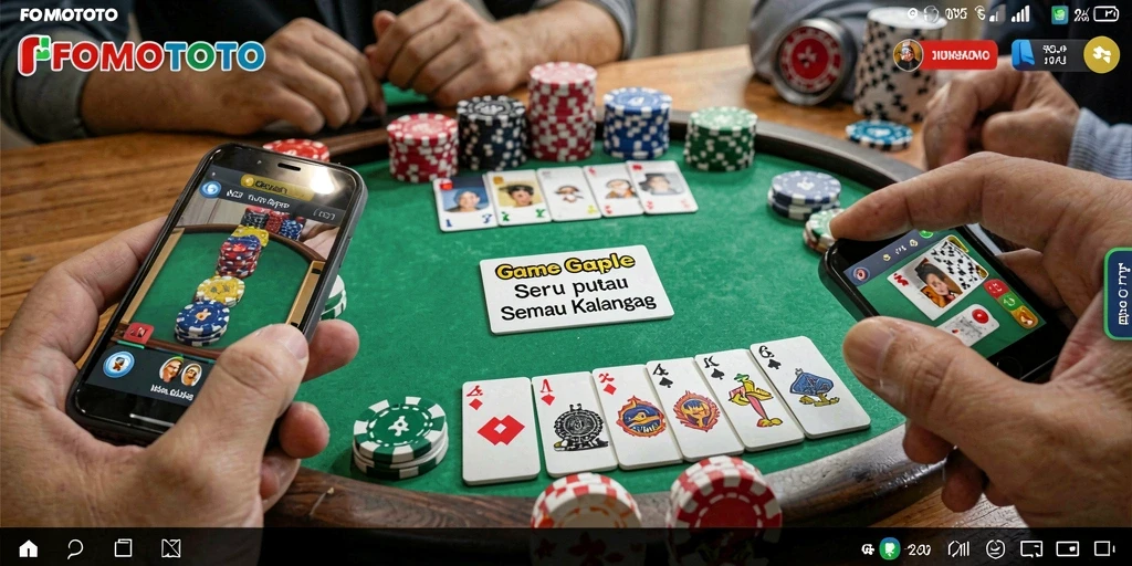 Screenshot gameplay FOMOTOTO menampilkan momen seru dalam permainan Gaple.