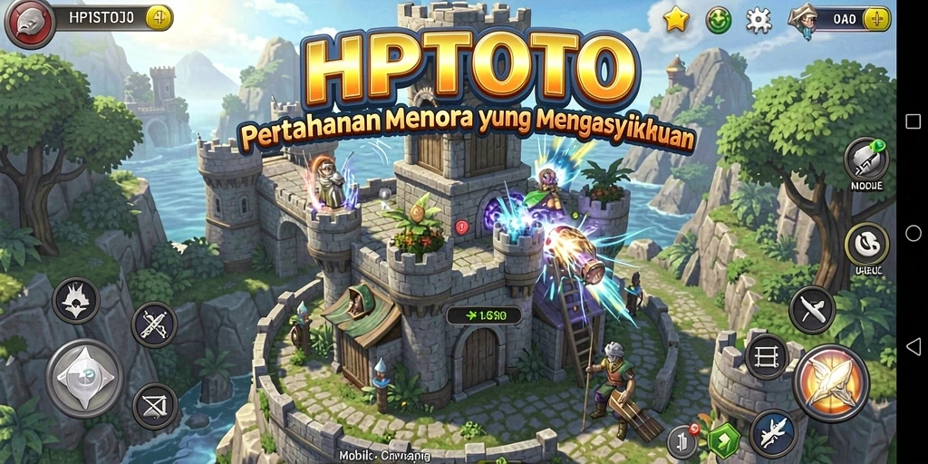 Tampilan gameplay HPTOTO dengan berbagai menara dan musuh seru.