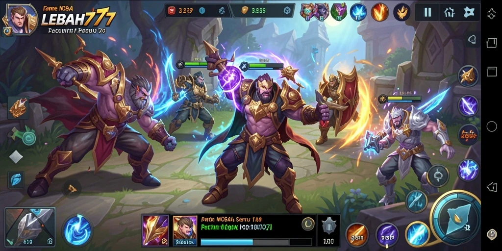 Tampilan gameplay MOBA yang penuh aksi dan strategi di LEBAH777.