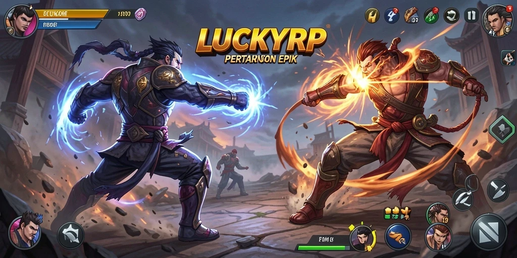Screenshot gameplay pertarungan epik dalam LUCKYRP.