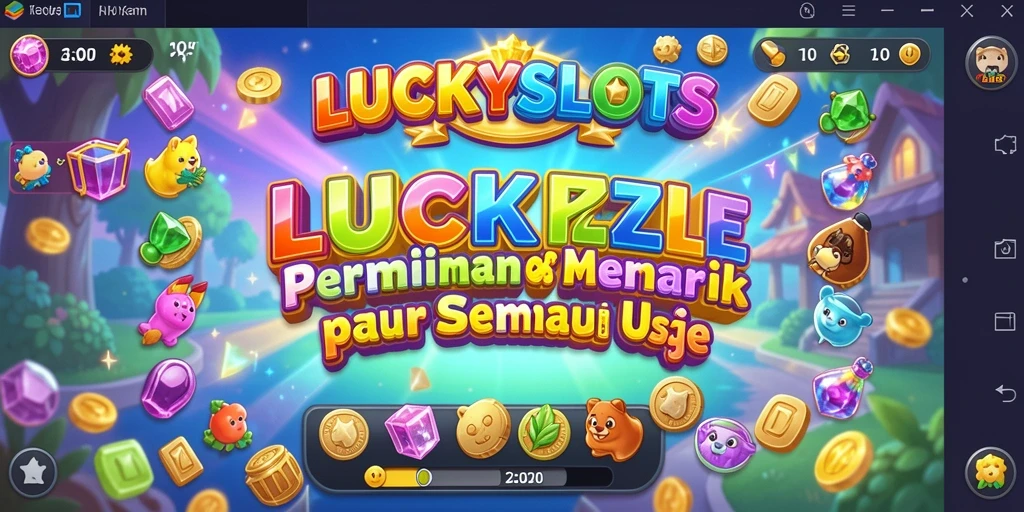 Tampilan gameplay LUCKYSLOTS dengan warna-warna cerah dan tantangan menyenangkan.