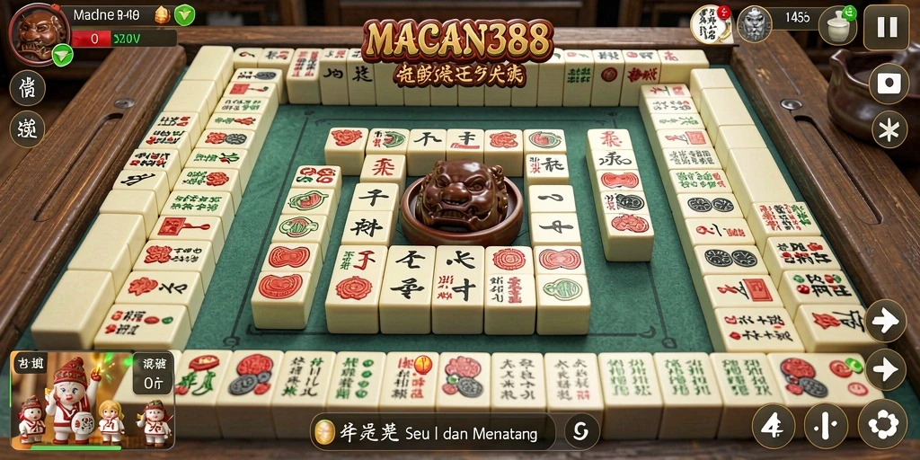 Tampilan gameplay seru Mahjong di MACAN388 dengan grafis menarik.