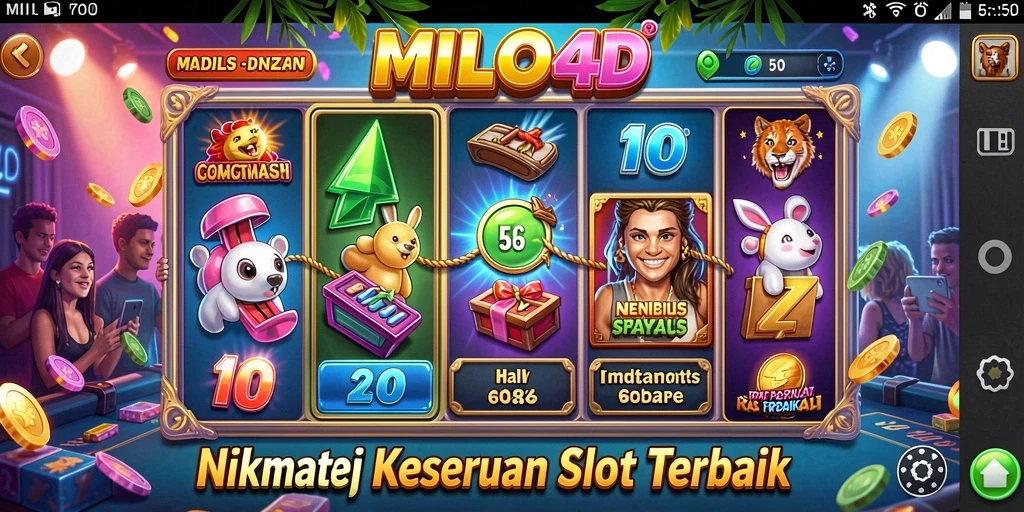 Screenshot utama MILO4D yang menampilkan keseruan gameplay Slot.