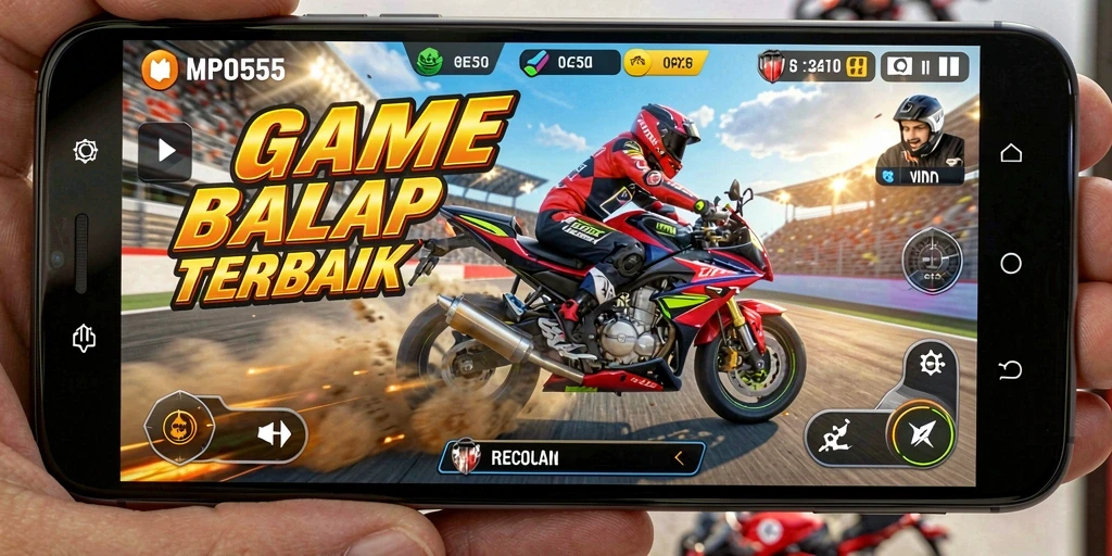 Screenshot gameplay MPO555 menampilkan balapan motor yang mendebarkan.