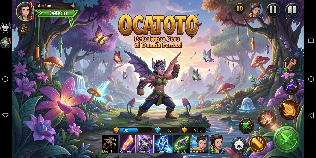 Tampilan dinamis gameplay OCATOTO dalam dunia petualangan.