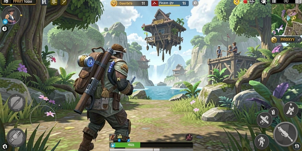 Screenshot gameplay PPRRYY yang menampilkan petualangan bebas di dunia terbuka.