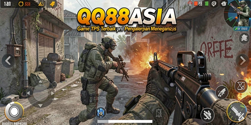 Screenshot gameplay <strong>QQ88ASIA</strong> yang menampilkan aksi menegangkan di medan perang.