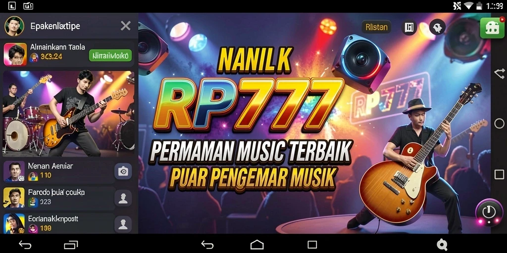 Screenshot gameplay RP777 menampilkan interaksi musik yang seru.