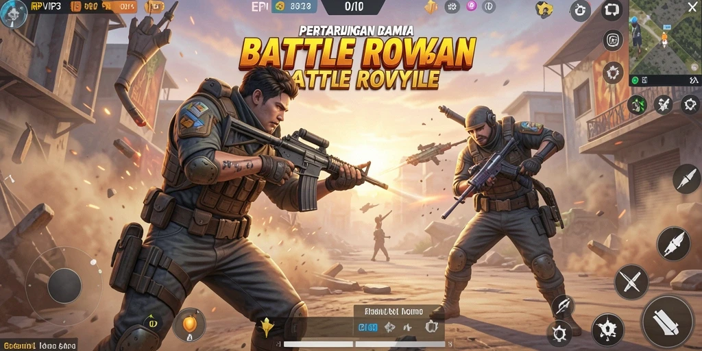 Tampilan mendebarkan dari gameplay RPVIP3 dalam Battle Royale.