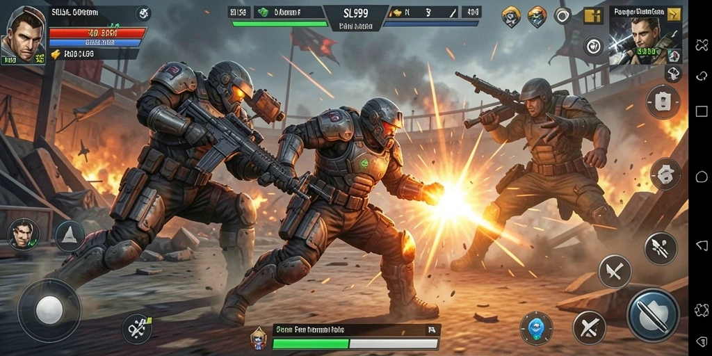Screenshot SL999 menunjukkan aksi pertarungan yang mendebarkan di arena.