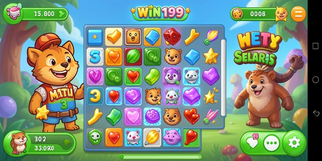 Tampilan gameplay <strong>WIN199</strong> dengan kombinasi permata yang menakjubkan.