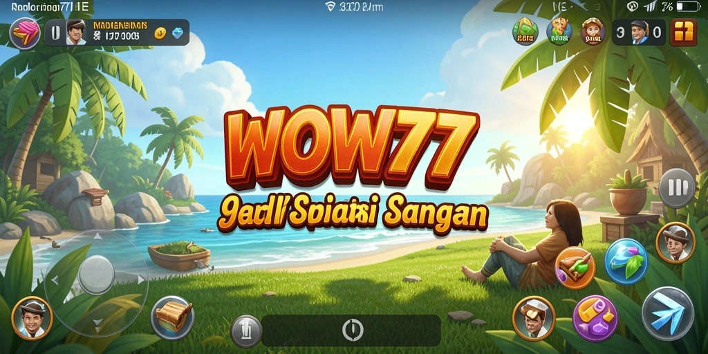 Screenshot utama menampilkan keseruan gameplay WOW77 yang penuh warna.